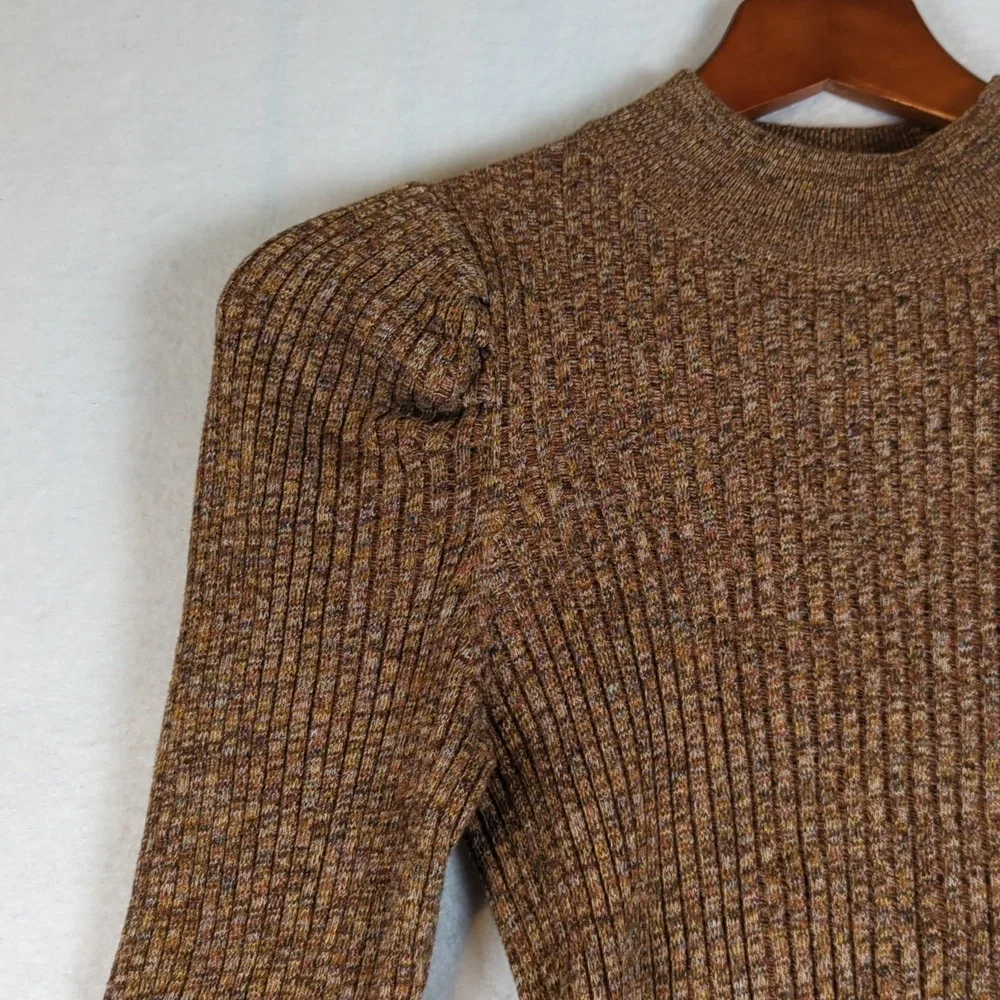 Who What Wear Stretch Ribbed Autumn Puff‎ Sleeve Sweater XS